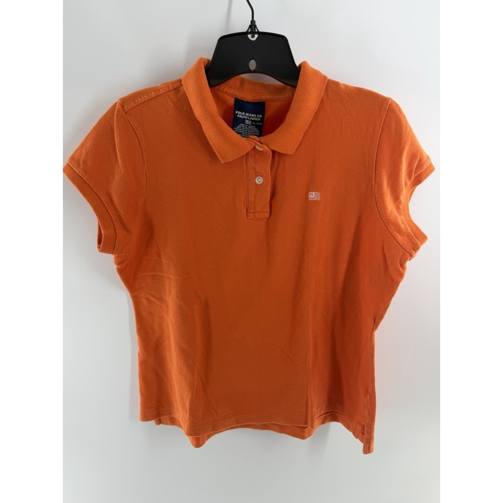 Polo Ralph Lauren Jeans Co Polo Shirt Orange Womens Size XL Preppy Y2K